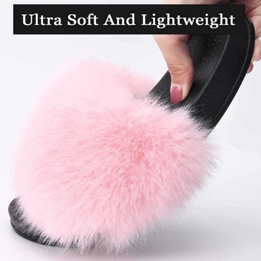 🌸NIP DENA LIVES Womens Faux Fur Open Toe Slippers- size 8 - Picture 4 of 9